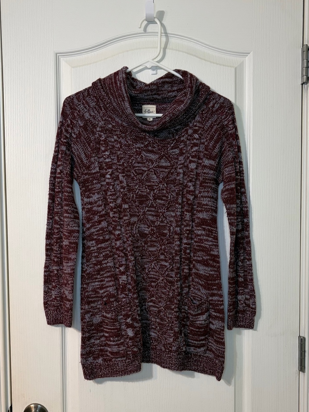 Cozy Maroon Cowlneck Cable Sweater